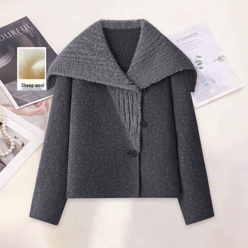 

Sibaishi Women s Big Lapel Double-Faced Wool Coat XL