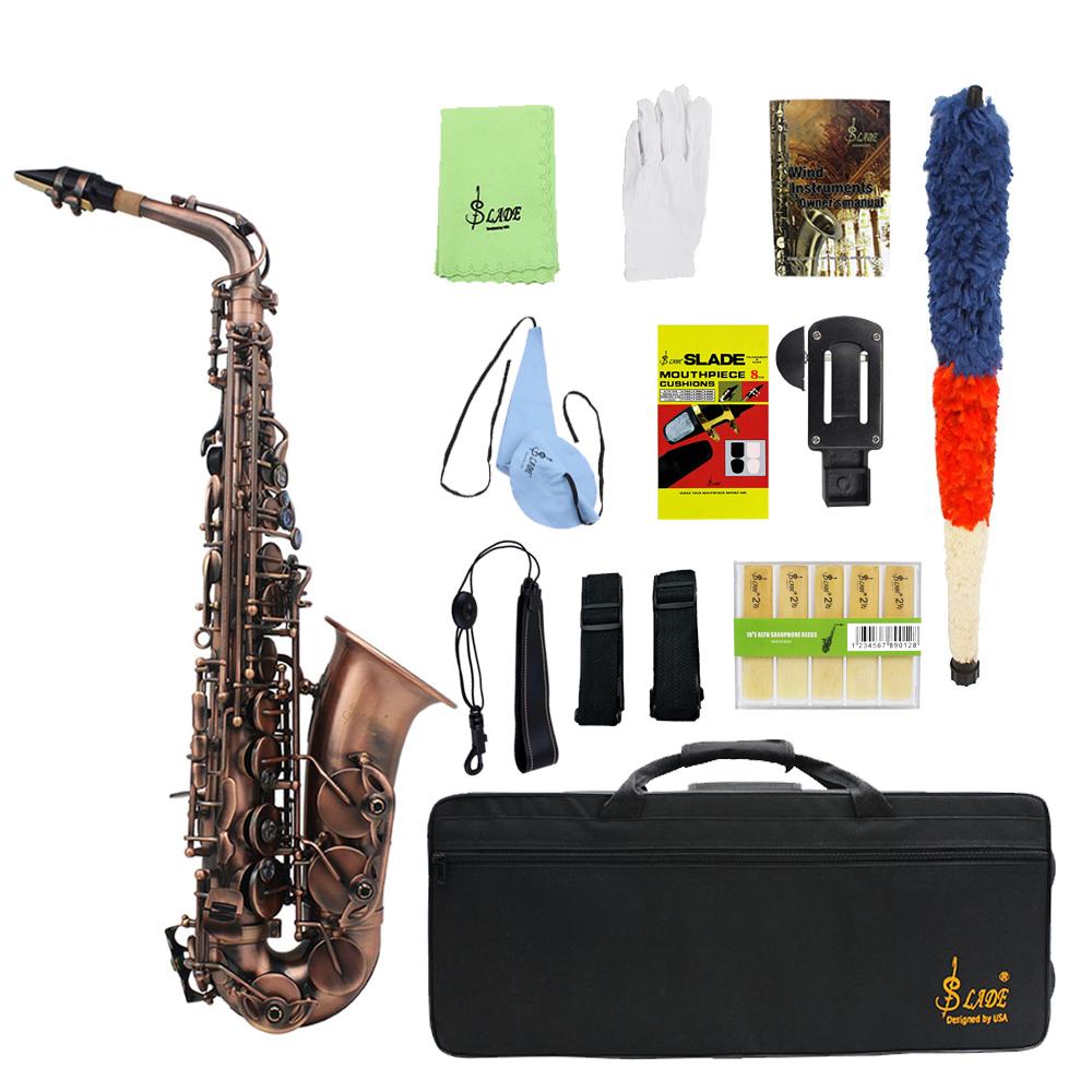 SLADE Eb Alto Saxophone Brass Body Saxophone Set Professional Woodwind Instruments With Case Reed Kit Sax for Beginner