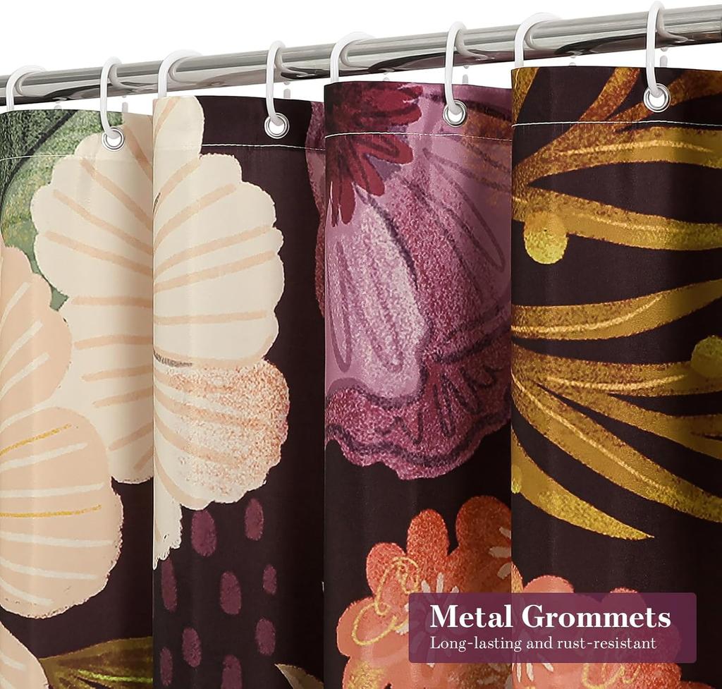 MitoVilla Boho Floral Shower Curtain, Abstract Plant Leaves Shower Curtains for Chic Elegant Bathroom Decor, Luxury Fabric Clo