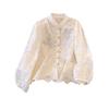 2025 New Stand-up Collar Lace Shirt Top Embroidered Shirt Sunscreen Shirt