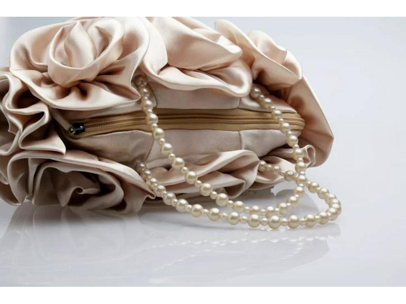 Mondlicht-Blumenbrokat Abendtasche - Koreanische Braut- & Brautjungfern Make-up Tasche