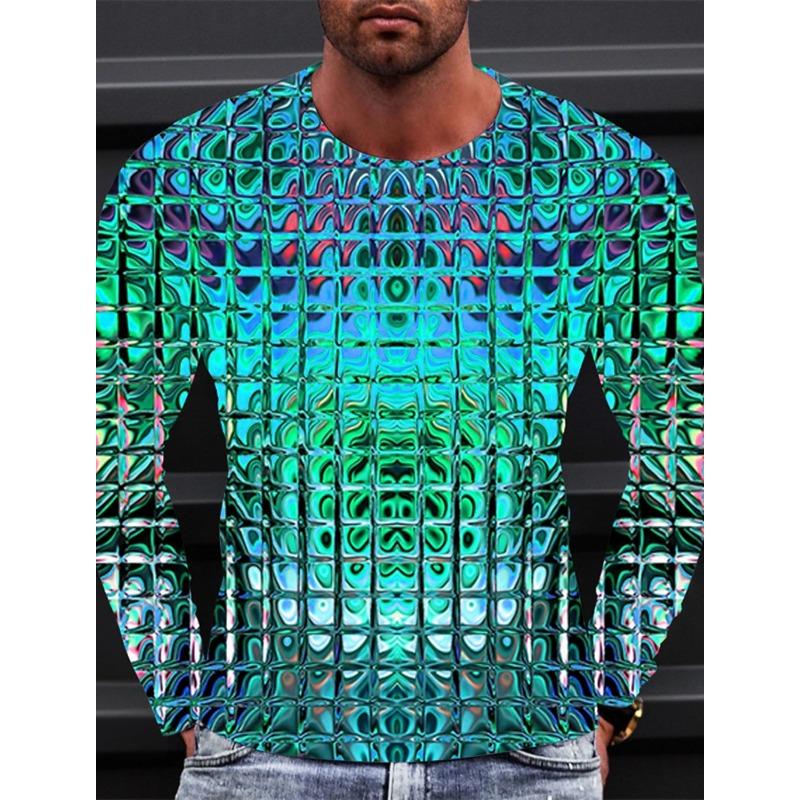 

Чоловіча футболка Футболка Графічна Градієнтна Металізована Сорочка Круглий Виріз Одяг 3D Друк Вуличний Повсякденний Довгий Рукав Вінтажний Модний 4XL