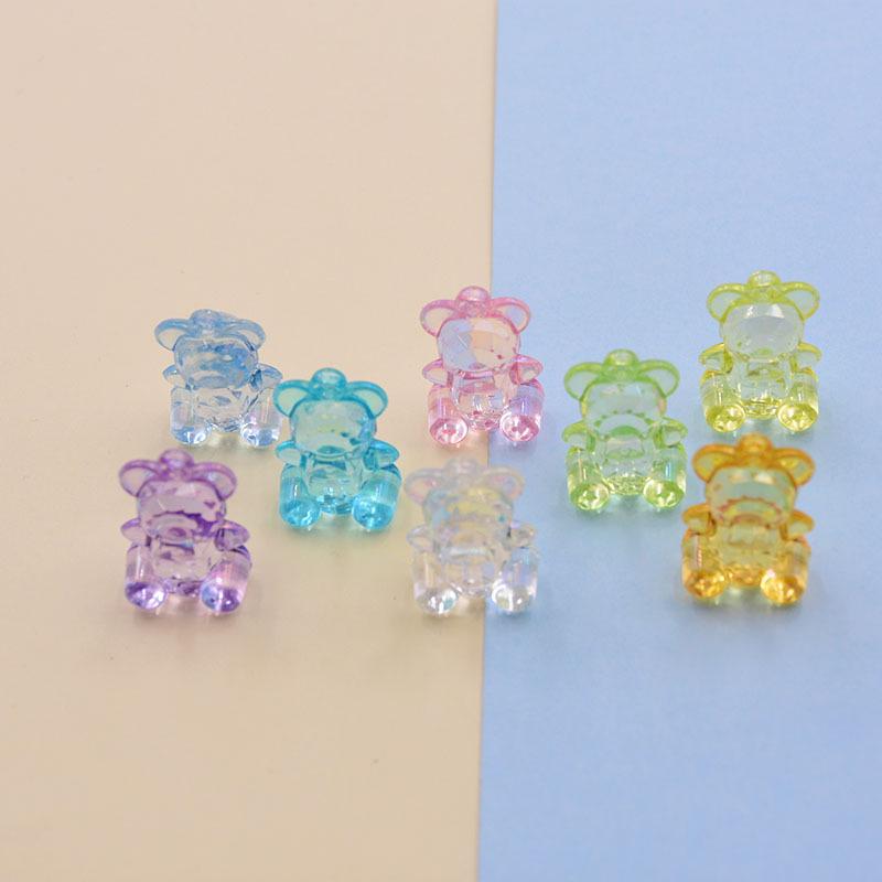 Acrylic Faceted Bear Pendant Keychain for DIY Jewelry Accessories