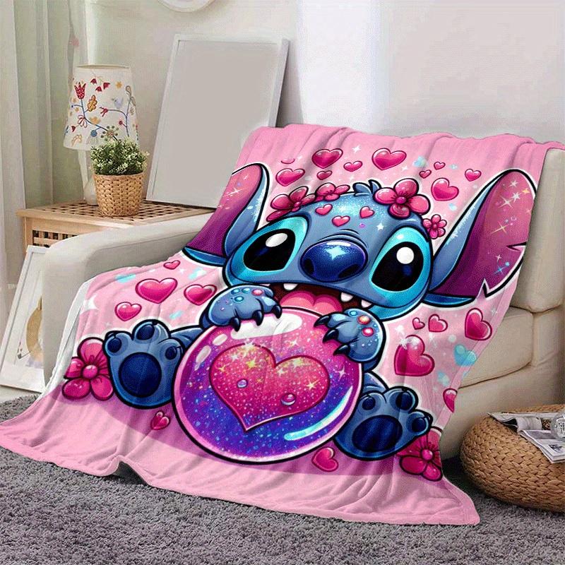 1pz Coperta con Stampa Stitch - Morbida, Coperta per Tutte le Stagioni per Soggiorno, Camera da Letto, Viaggio