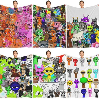 Sprunki Incredibox Game Blankets Airplane Travel Flannel Throw Blanket For Outdoor Warm Soft Design Quality Bedspread Gift