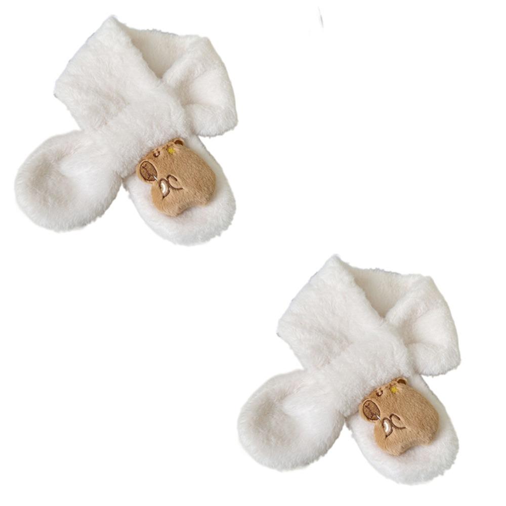 

2pcs Kawaii Children s Kapibala Scarf Imitation Rabbit Fur Warm Neckerchief Winter белый