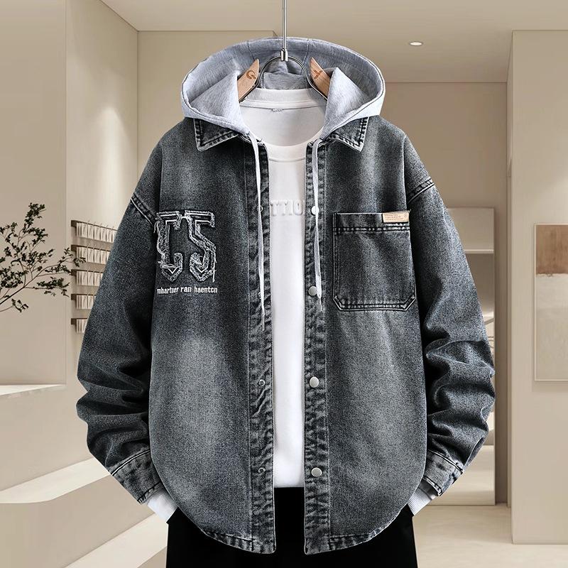 New Denim Jacket for Men In Autumn and Winter New American Lapel Embroidery Washing Handsome Loose Fashionable Jacket