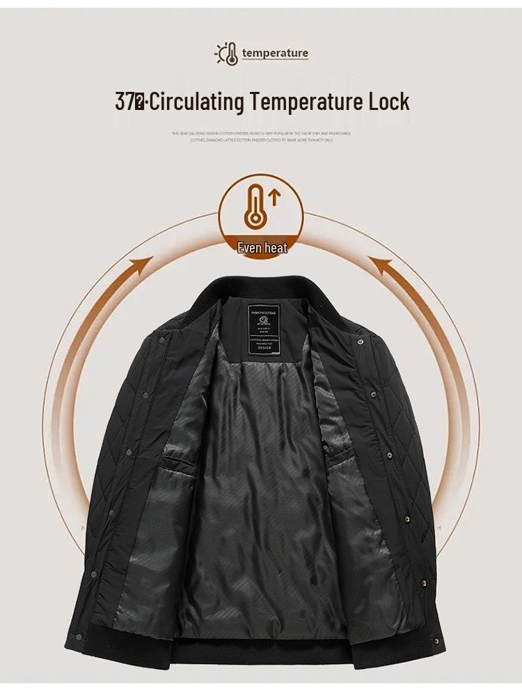 Men's Winter Ribbed Collar Cotton Mulberry Silk Jacket - Business Casual Outerwear