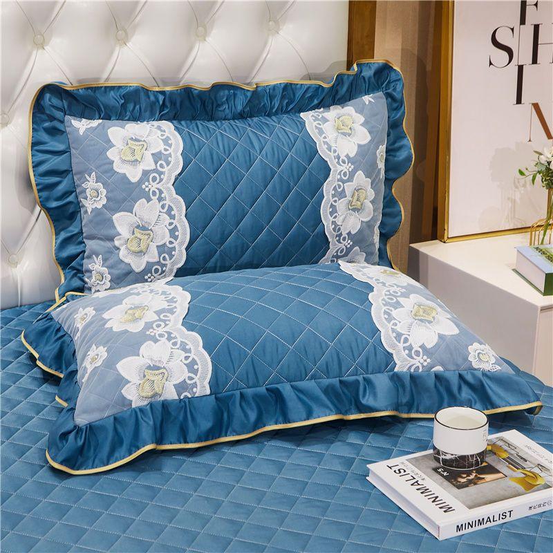 2 Pieces Modal Lace Bud Pillowcase Solid Embroidered One Pair Adult Bedroom Dormitory Pillow Case Pillow Covers