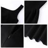 Women's Summer Hepburn Style Black A-line Mini Dress with Cinched Waist and Spaghetti Straps - Elegant and Sleeveless