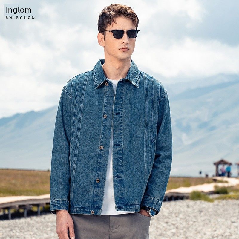Autumn and Winter American Retro Washed Denim Jacket Men's Trendy Brand Loose Fit Spring and Autumn Turn-Down Collar Shirt-Style Denim Jacket