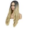 Blonde Ombre Synthetic Wig for Women 28 Inch Long Water Wave Cosplay Lolita Wig Middle Part Natural Hair Heat Resistant