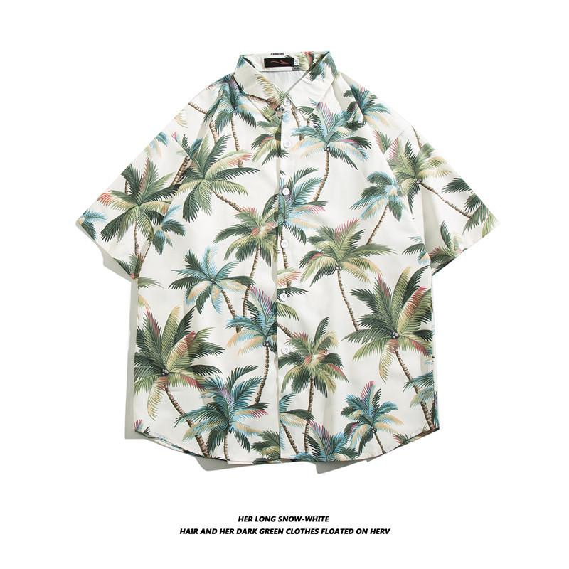 Fashion Men's Shirt  Beach Flower Print Hawaiian Shirts for Men Beach Casual Shirt Loose Men Shirts