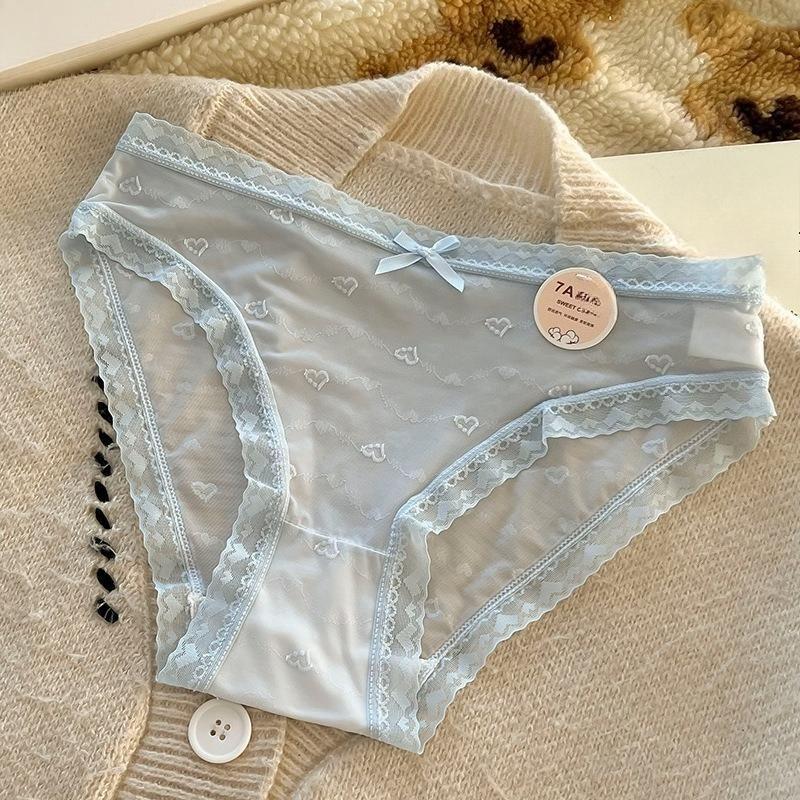 Ladies Summer Ultra Thin Sweet Lovely Lace Cotton Crotch Triangle Briefs