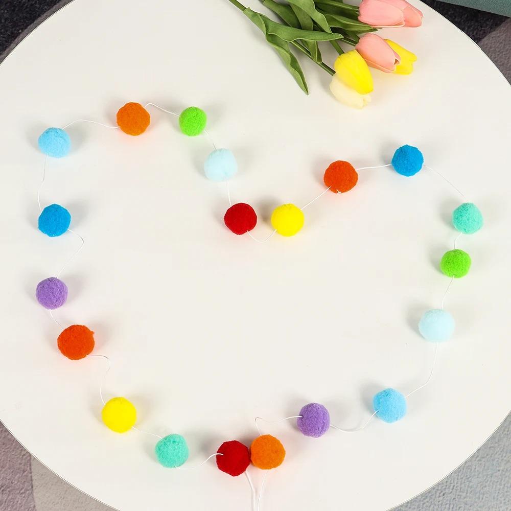 1PC 2.7m/106.29in Colorful Pompom Pendant Garland Nordic Series Wool Felt Ball String Hanging DIY Handmade Home Decor