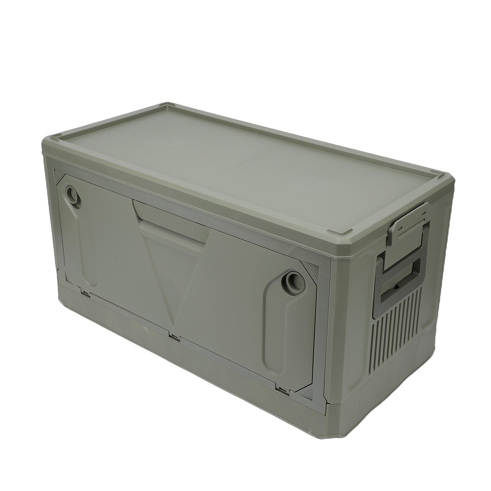 Camping Box Car Organizer PP Foldable Stackable Camping Storage Bin Trunk Organizer with Lid for Outdoor Picnic Green