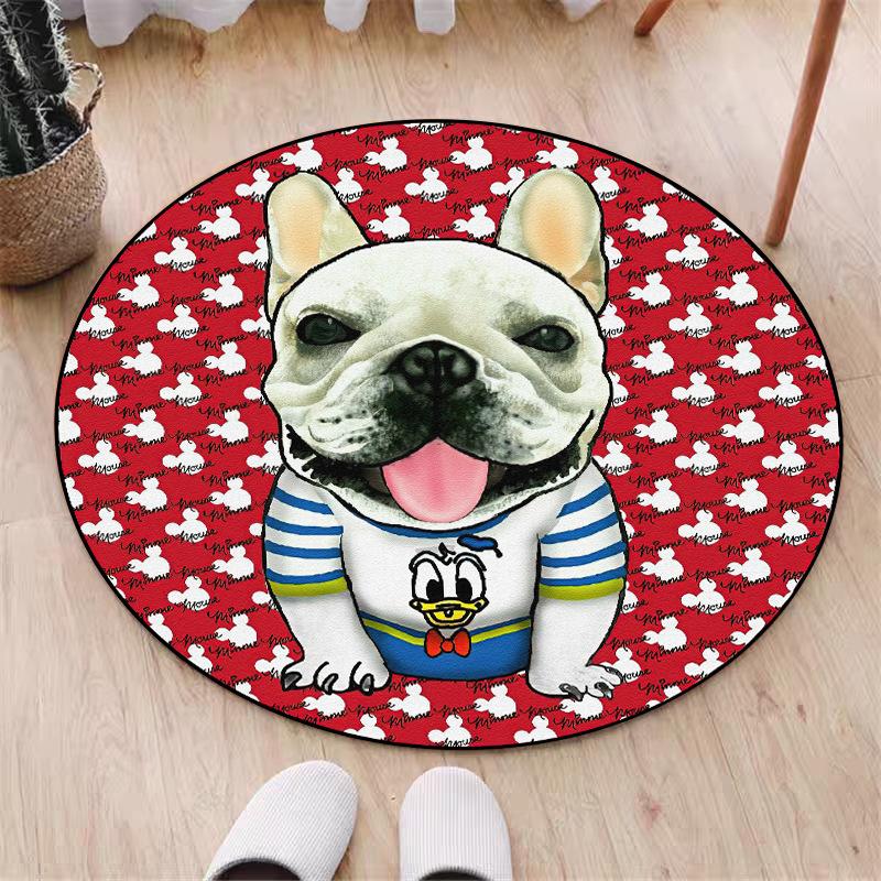 Cute Cartoon Pomeranian Carpet Girl Bedroom Floor Mat Cartoon Dog Pattern Carpet Home Living Room Round Floor Mat
