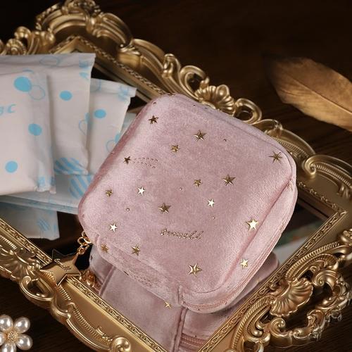 Portable Sanitary Pad Pouch, Travel Makeup Bag Cosmetic Organizer Toiletry Case pink