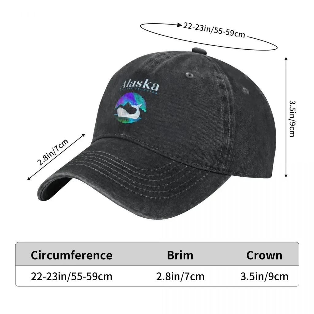 Alaska The Last Frontier Men Women Baseball Caps Funny Northern Light Distressed Washed Hat Vintage Outdoor All Seasons Snapback
