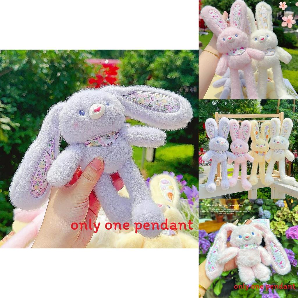 Embroidered Rabbit Plush Bag Keychain With Floral Pattern For Kids And Teens