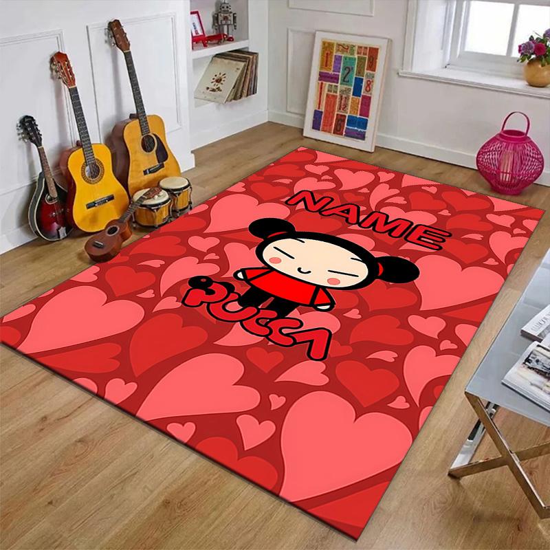 Custom PUCCA Mat Personalized Name, Polyester Washable Indoor Entryway Rug, Gift for Christmas, Easter, Thanksgiving Day