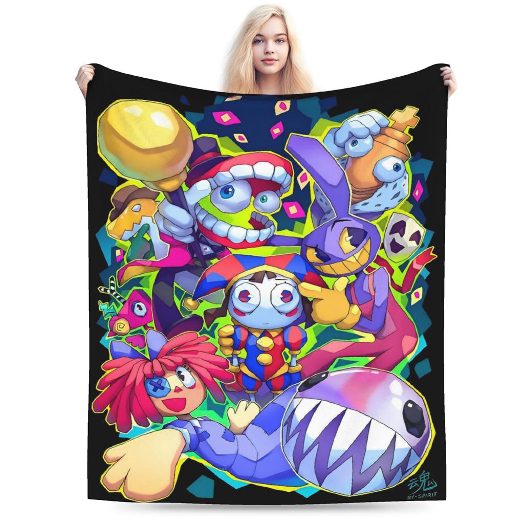 Anime The Amazing Digital Circus Blanket Travel Flannel Throw Blanket For Couch Chair Sofa Bed Super Soft Bedspread Gift