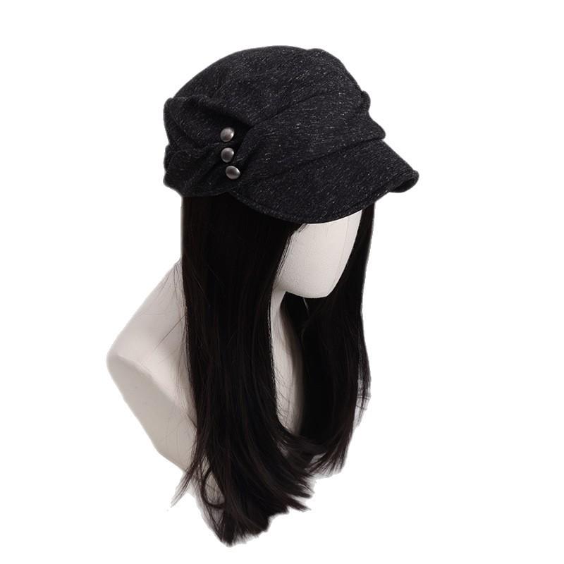 Retro Pleated Button Equestrian Hat Women's Autumn New Korean Version Versatile Face Small Octagonal Hat Casual Beret