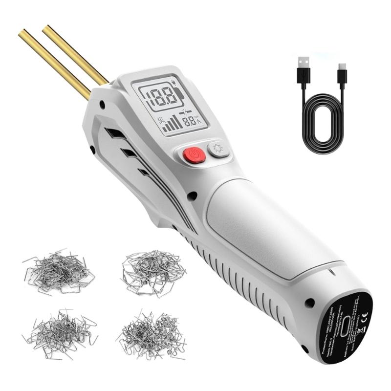 Cordless Plastic Welder Kit 200Pcs Hot Stapler USB Rechargeable Plastic Welder Guns Car Bumper Repair Tool
