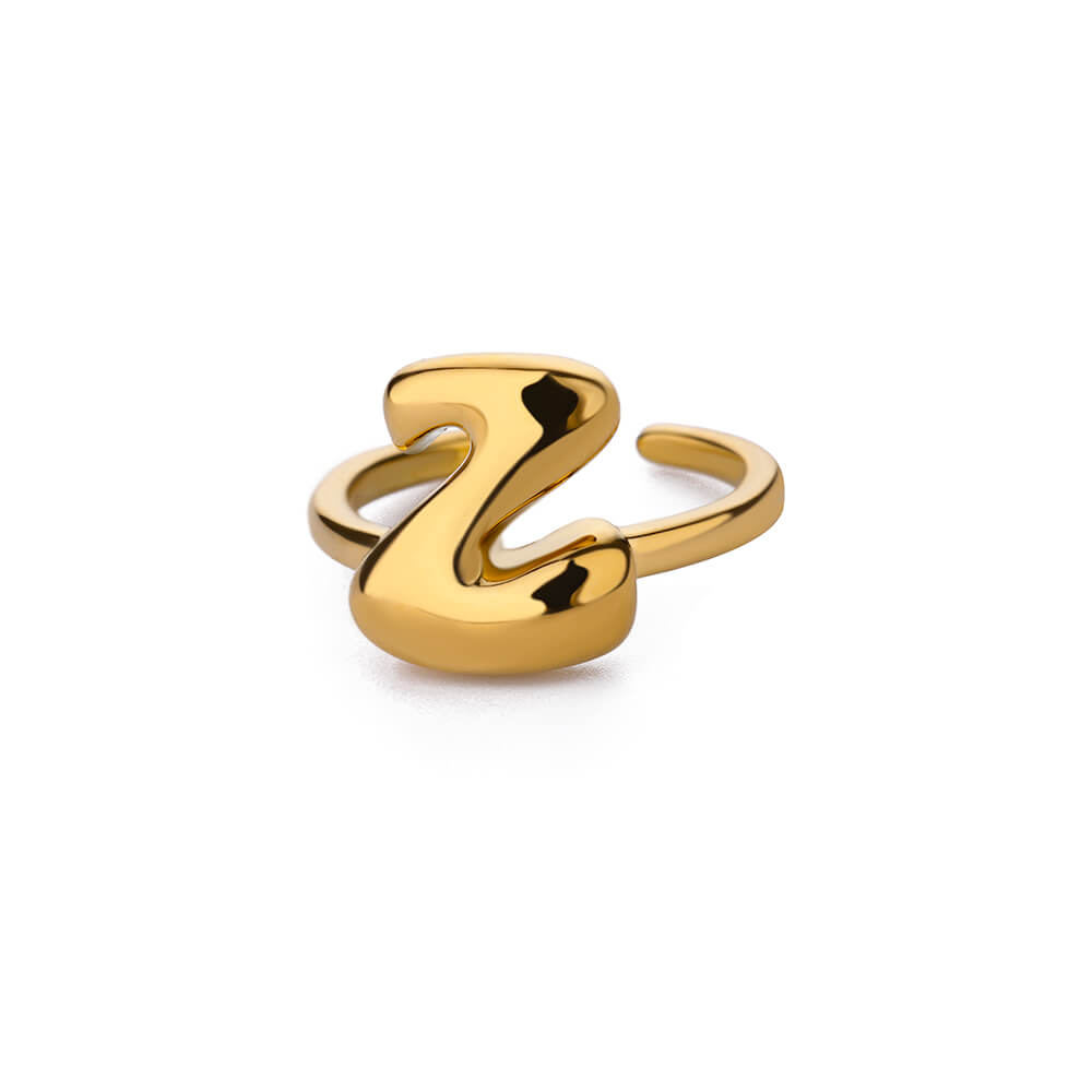 Chunky Initial Letter Rings for Women Gold Color Stainless Steel Ring Vintage Alphabet Jewelry Finger Accessories anillos mujer