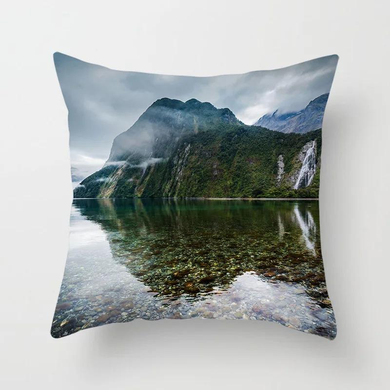 Luxury Home Decor Pillow Cover Car Living Room Sofa Cushion Cover Beautiful Natural Scenery Pattern Cushion Cover
