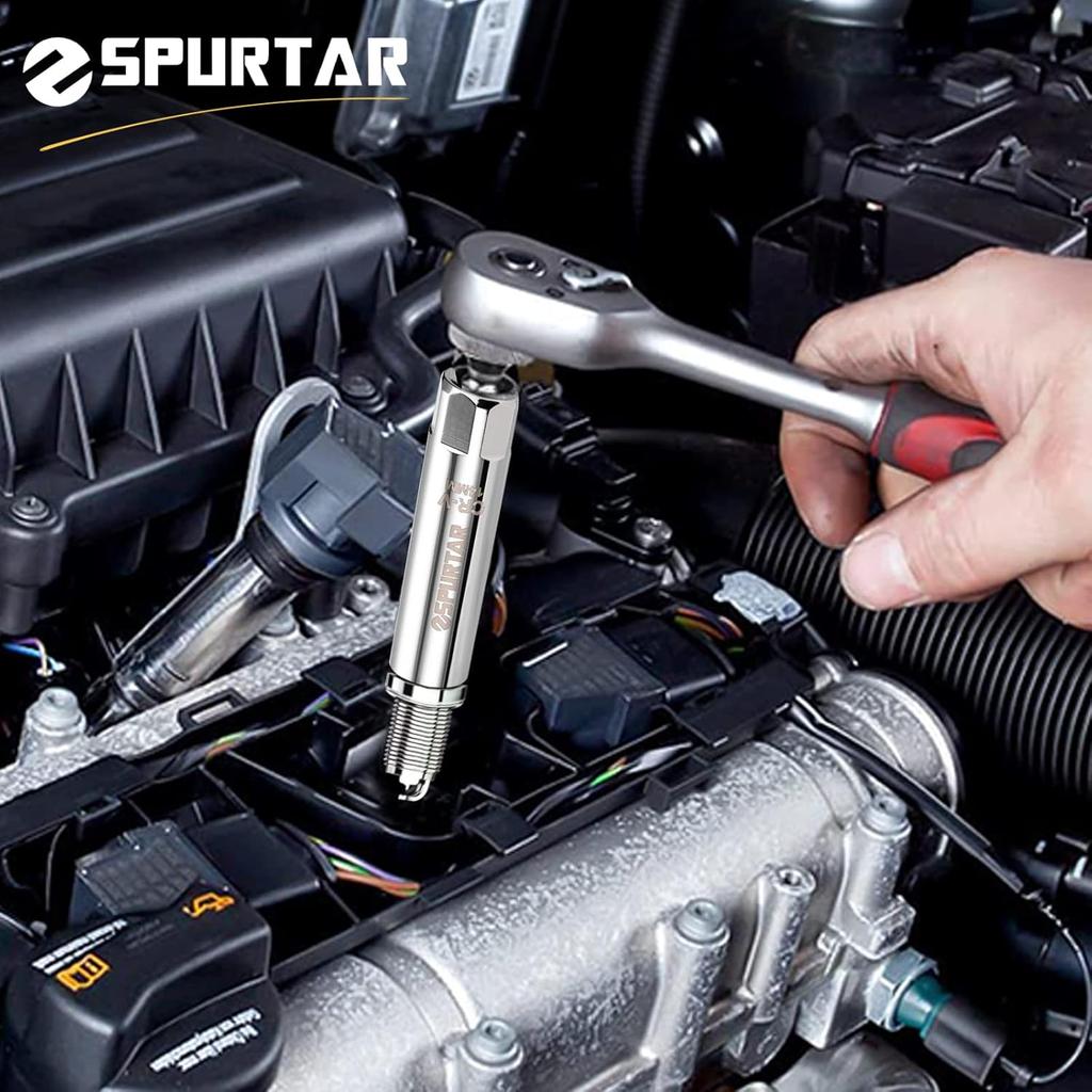 Spurtar 14mm Spark Plug Socket 3/8-inch Drive Thin Wall Magnetic Spark Plug Socket - 12-Point Design Compatible with BMW, Mercedes, Nissan, Mini