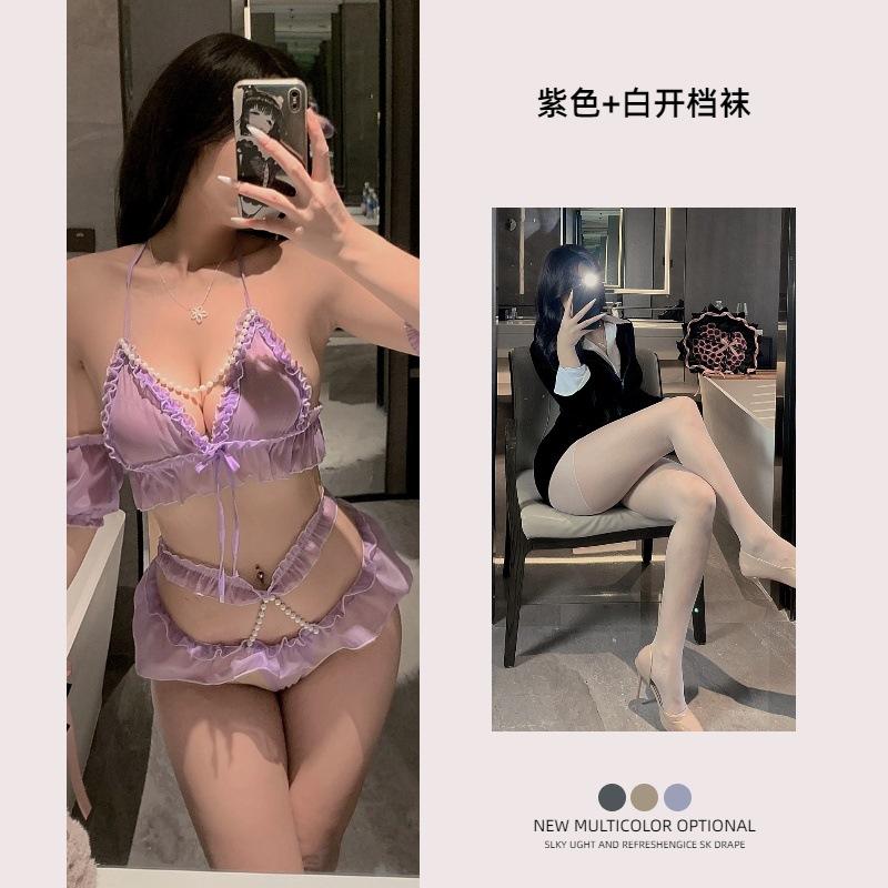 New Sexy Underwear Women's Sexy Lace Suspender Hip Skirt Uniform Temptation Three Points