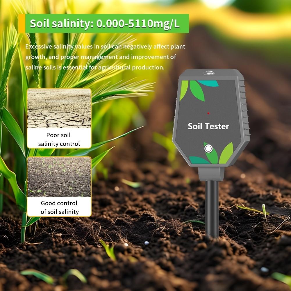 8 IN 1 Smart Bluetooth Soil Tester EC/PH/Fertility/Salt/Air Humidity/Temperature/Sunlight/Soil Moisture Monitors
