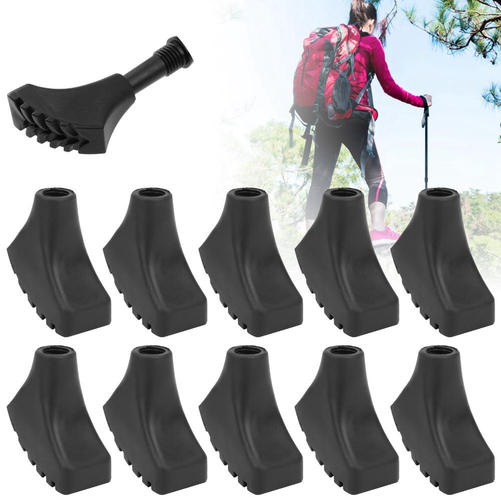 10 Pcs Black Walking Stick Pad Rubber Walking Poles Boot Tips Trekking Poles Tips  Sand Mud Terrain
