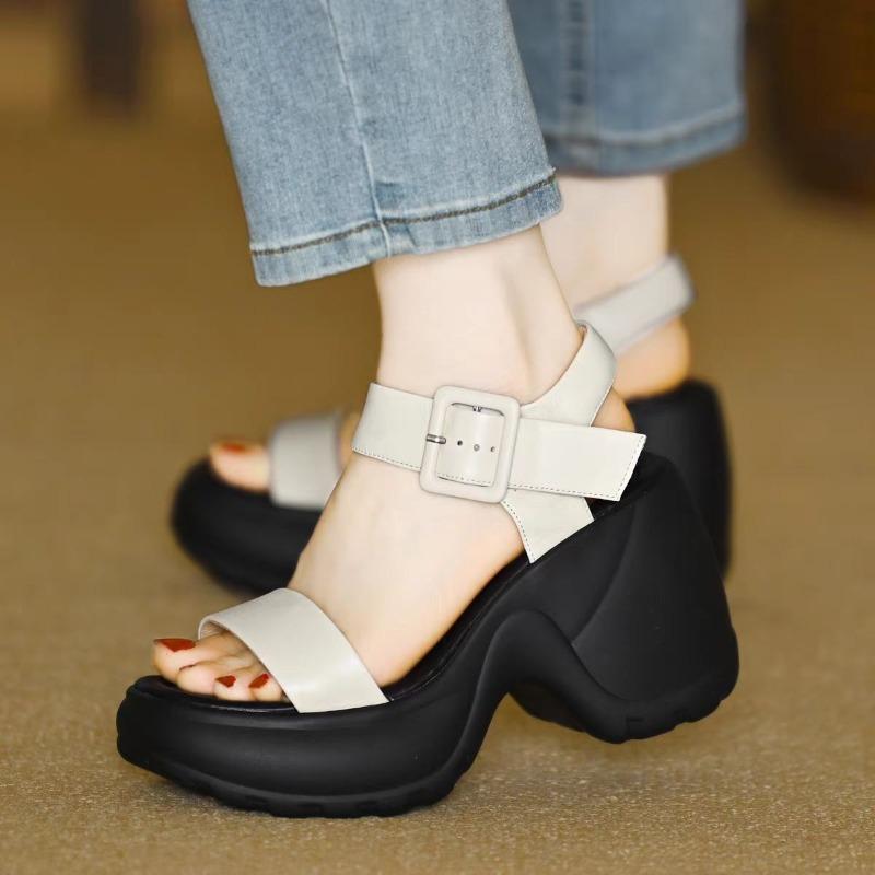 

Модные женские босоножки на высоком каблуке, Новая модная обувь на каблуке, Платформа, Массивные туфли-лодочки, 2025 Лето, Женские повседневные удобные туфли для платья, Женские сандалии 39 бежевый