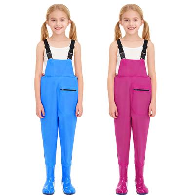 Unisex Kinder Watthose Verstellbare Schnallenriemen Overall Wasserabweisende Latzhose Rutschfeste Stiefel