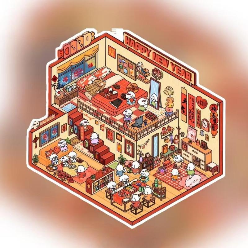 Cartoon Miniature Scene 3D Stickers Retro DIY  PET Landscape Stickers Decompression Korean Stationery Scrapbooking Posters