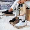 Damen Winter Strickschuhe mit Kunstfell gefüttert Lässige Schnürer Plateau Rutschfeste Sneaker Outdoor Leichte Warme Gehen Loafer Schuhe für Damen