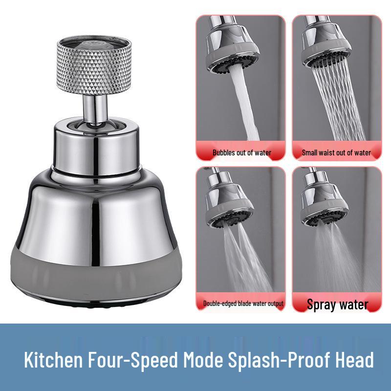 

Universal Kitchen Faucet with Rotating Spout and Four-Speed Anti-Splash Shower Head for Enhanced Water Pressure