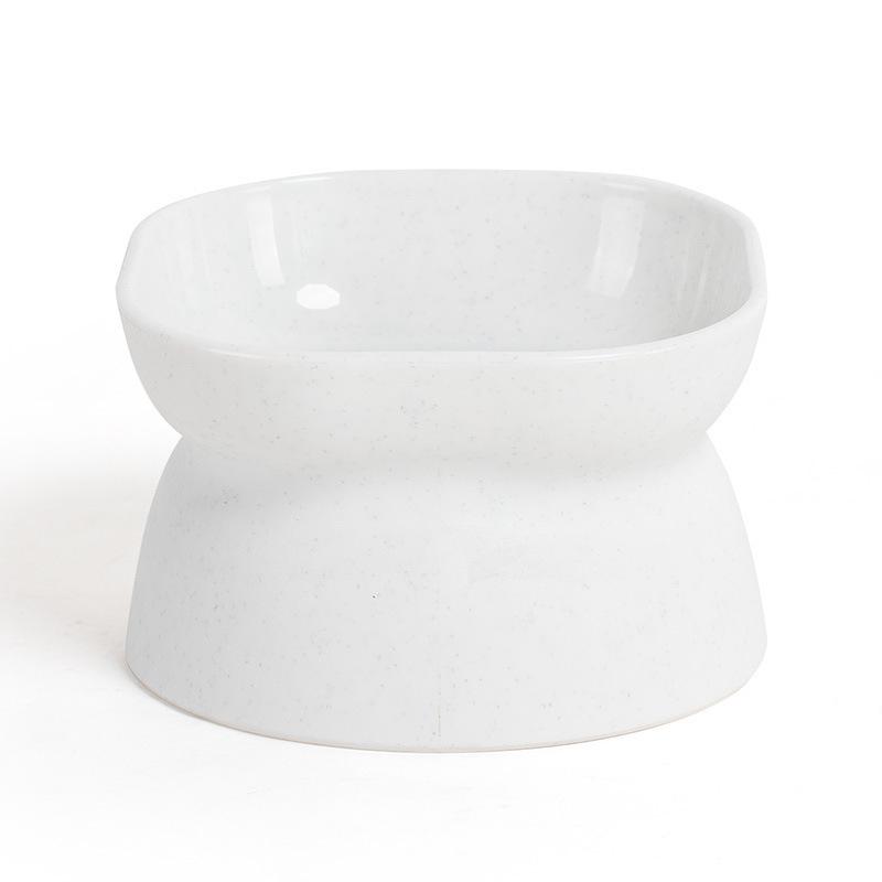 High-Foot Cat Bowl: Non-Slip, Anti-Tip, Slanted Design for Pet Neck Protection.