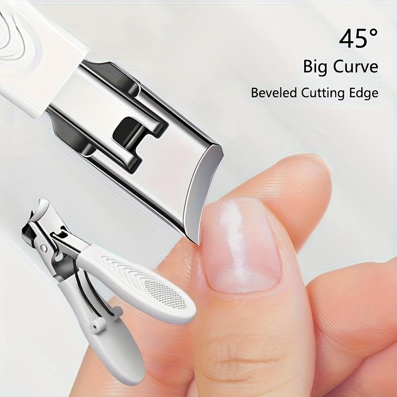 1pc Modern Stainless Steel Toenail Clippers with 45° Beveled Cutting Edge, Splash-Proof, Effortless Grip for Thick/Hard Nails
