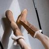 Warm and velvet snow boots for women wear brown thick-soled fluffy high boots 2025 autumn and winter new medium tube cotton shoes