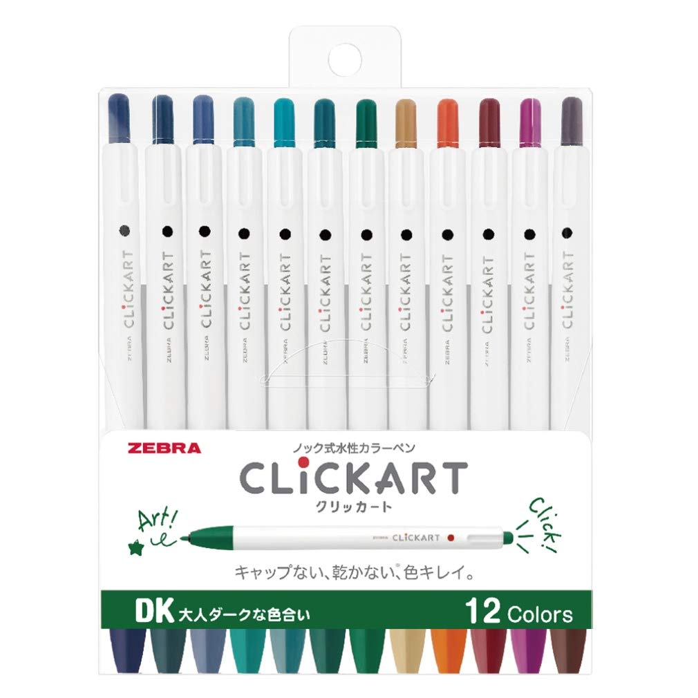 

Набор ручек на водной основе Zebra Clickart DK, 12 цветов WYSS22-12CDK