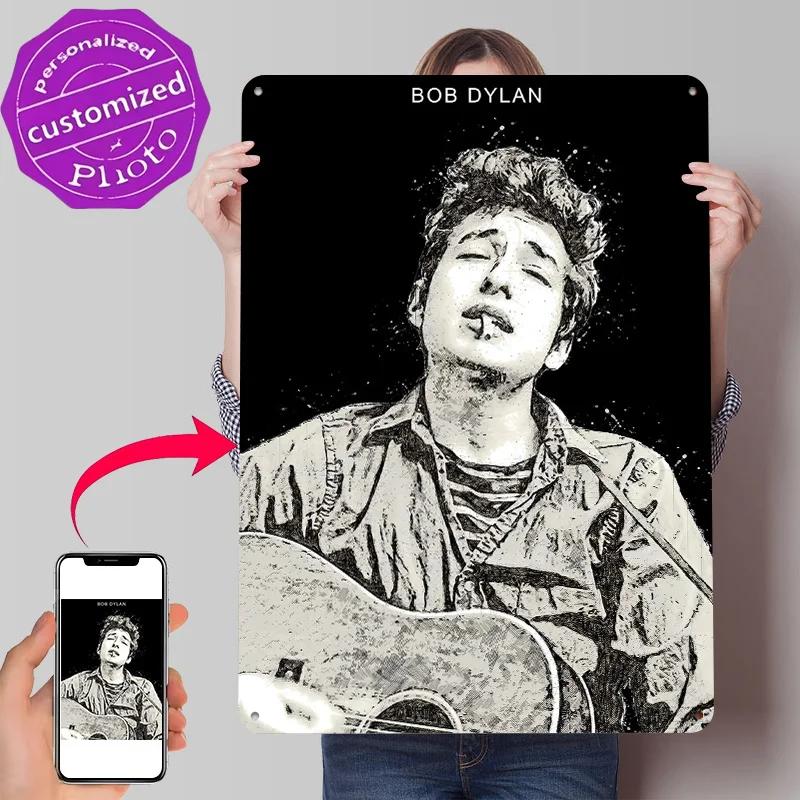 Musician Bob Dylan D Texture Printed Poster Custom Vintage Metal Tin Plate Sign for Wall Art Gaming Room Decoration Cozy House