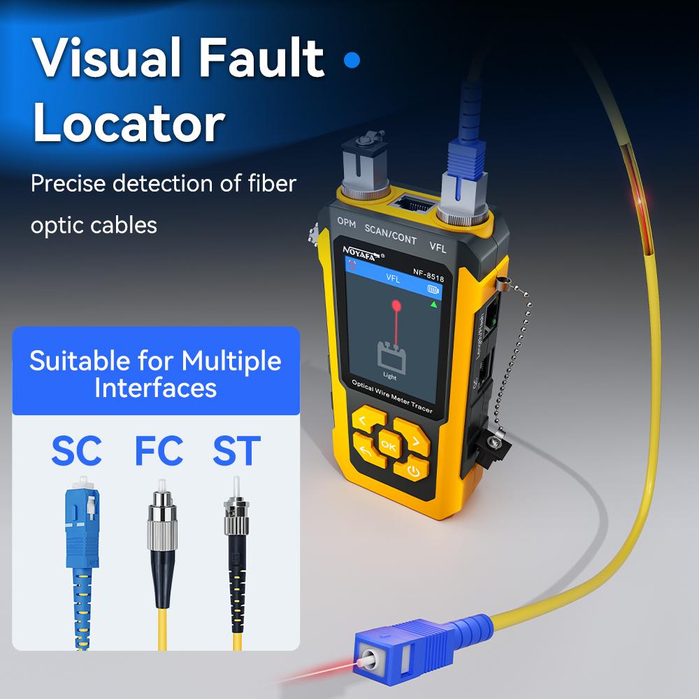NOYAFA NF-8518 Network Cable Tester Cable Tracker with OPM VFL PoE Checker Measure Length Tester Cable Finder Network Tools