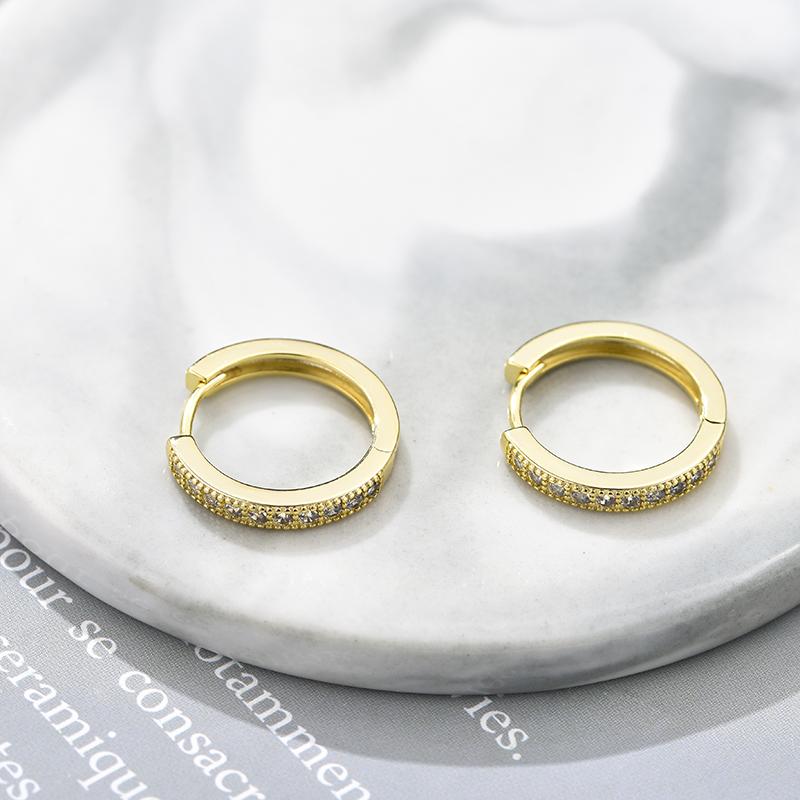 Classic Round Hoop Earrings For Women AAAA Zirconia Gold Color Elegant Wedding Huggie Ear Buckle Fashion Daily Jewelry Earrings