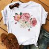 Women Graphic Flower Floral Printed T-shirts Cute 90s Style Vintage Print Tops Lady Tees Clothing Female T Shirt Womens T-Shirts
