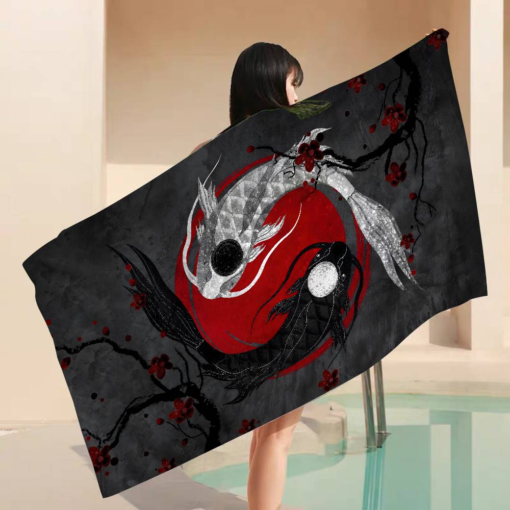 Chinese Tai Chi Bagua Yin Yang Microfiber Blanket Drying Beach Towels Oversized Printing Super Absorbent Pool Towel Blanket