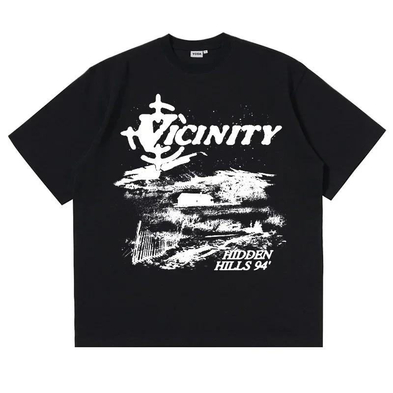 Vicinity Print Women's T-Shirts Oversized Korean Fashion Vintage Graphic Y2k Tops Short Sleeve Tees Harajuku Aesthetic Clothing