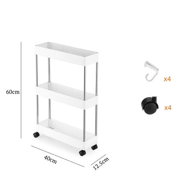 New 3/4 Layer Movable Gap Storage Rack Kitchen Bathroom Slim Slide Organizers Shelf Tower Assemble Wheels Space Saving Organizer